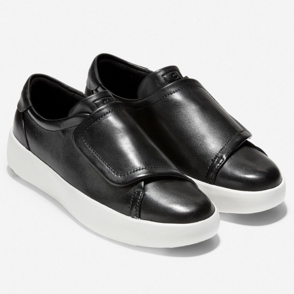 Cole Haan flatform monk black leather sneaker